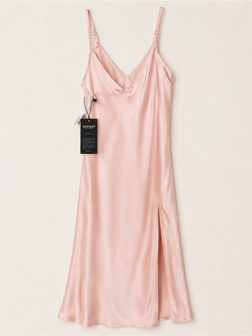 NWT SILKSILKY Pink 100% Mulberry Silk Maxi Slip Dress
